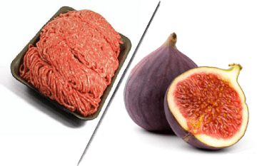 Fico e carne di hamburger